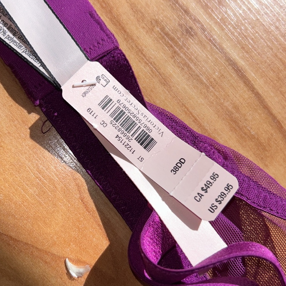 VICTORIA SECRET Women's Purple Lace Bra 38DD - Picture 5 of 7
